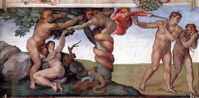 Michelangelo Buonarroti The Fall and Expulsion from Garden of Eden oil painting picture